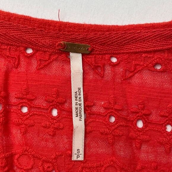 Free People Parisian Nights Eyelet Top Vermillion - Picture 5 of 12